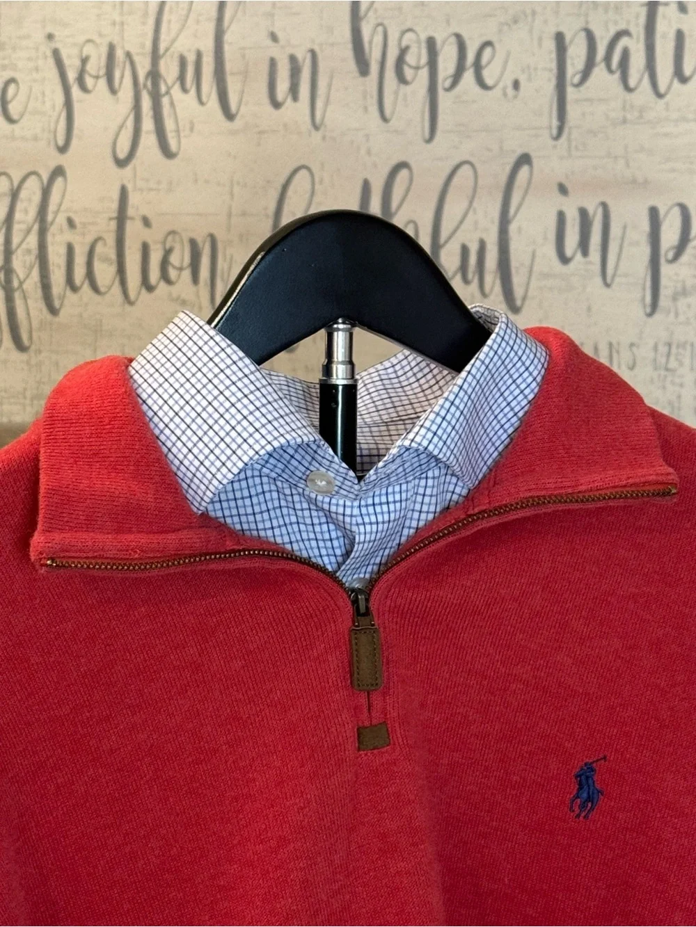 Polo by Ralph Lauren Red Half-Zip Sweater with Navy Pony